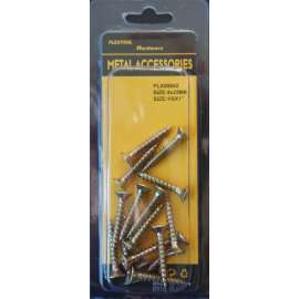 Plextool Gold Flat Head PhillipsWood/Chipboard Screws 1/8" x 3/4" - 4x25mm, 16pcs/PK, 24 PK/Box, Total 384pcs (PLX00642)