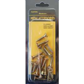 Plextool Gold Flat Head Phillips Wood/Chipboard Screws 1/8" x 3/4" - 4x20mm, 20pcs/PK, 24 PK/Box, Total 480pcs (PLX00641)