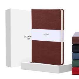Plexon Dotted Journal Notebook, Notebook Journal 160 Pages, Dotted Notebook Medium 5.7 inches x 8 inches, 120 GSM Thick Paper, Chestnut Brown, Hardcover, Gifts Box Included
