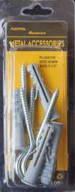 Plextool Hook Screw and Anchor Set, 2-1/2", 8pcs/PK, 24 PK/Box, Total 192pcs (PLX00780)