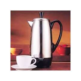 Farberware FCP412 Electric Percolator, 120 V, 1 W, 2 to 12 Cup Capacity, Stainless Steel