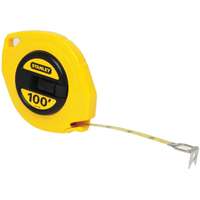 STANLEY 34-106 Measuring Tape, 100 ft L x 3/8 in W Blade, Steel Blade, Yellow