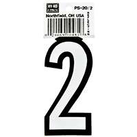 HY-KO PS-20/2 Reflective Sign, Character 2, 3-1/4 in H Character, Black/White Character