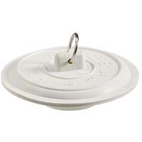 Plumb Pak PP22004 Tub Stopper with Ring, Rubber, White, For Laundry and Bathtubs with 1-1/2 to 2 in Drain
