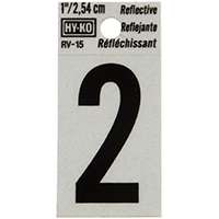 HY-KO RV-15/2 Reflective Sign, Character 2, 1 in H Character, Black Character