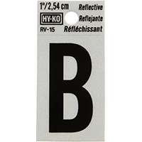 HY-KO RV-15/B Reflective Letter, Character B, 1 in H Character, Black Character