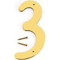 HY-KO BR-40/3 House Number, Character 3, 2-1/2 in W x 4 in H Character, Brass Character