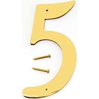HY-KO BR-40/5 House Number, Character 5, 2-1/2 in W x 4 in H Character, Brass Character
