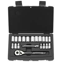 STANLEY 92-802 Standard Length Socket Set, Steel, Silver, Chrome, 20-Piece