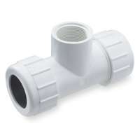 NDS CPT-0750-T Pipe Tee, 3/4 in Run, Compression Run Connection, 3/4 in Branch, FNPT Branch Connection, White