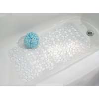 iDESIGN 80010 Pebble Bath Mat, 26-1/2 in L, 13-3/4 in W, PVC, Clear