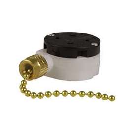GB GSW-34 Pull Chain Switch, 125/250 VAC, 1-Pole