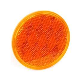 American Hardware RV-660C Self-Adhesive Safety Reflector, 3 in Dia, Plastic, Amber