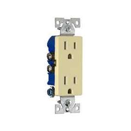 Eaton Wiring Devices 1107V-BOX Duplex Receptacle, 15 A, 2-Pole, 5-15R, Ivory