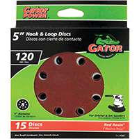 Gator 4141 Random Orbit Sanding Disc, 120-Grit, Fine Grade, Aluminum Oxide, 5 in Dia