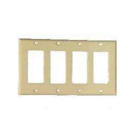 Eaton Cooper Wiring 2164 Series 2164V-BOX Standard-Size Wallplate, 4-Gang, Thermoset, Ivory