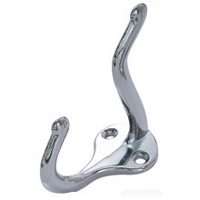 ProSource Coat And Hat Hook, 5/64 In Mounting Hole, Die-Cast Zinc, Chrome Plated