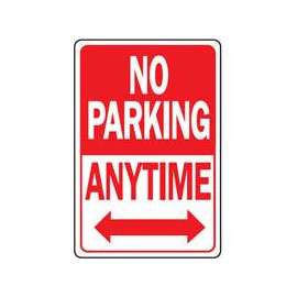 HY-KO HW-1 Parking Sign, Rectangular, NO PARKING ANYTIME, Red/White Legend, Red/White Background