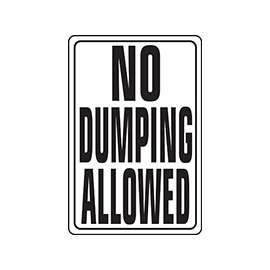 HY-KO HW-4 Parking Sign, Rectangular, NO DUMPING ALLOWED, Black Legend, White Background