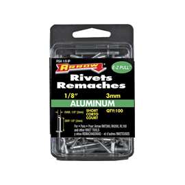 Arrow RSA1/8IP Short Pop Rivet, 1/8 in L, Aluminum