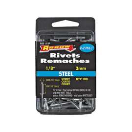 Arrow RSS1/8IP Short Pop Rivet, 1/8 in L, Steel