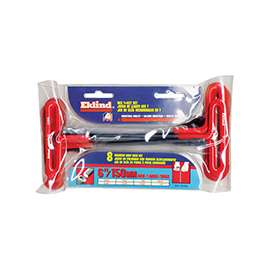 Eklind 53168 Long Arm, T-Handle Hex T-Key Set, Steel, Black, 8-Piece