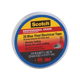 Scotch 10836-DL-10 Electrical Tape, 66 ft L, 7 mil Thick, PVC Backing, Blue