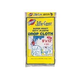 Warp's 4JC-912 Drop Cloth, 12 ft L, 9 ft W, Plastic, Clear