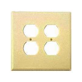 Eaton Wiring Devices PJ82V Mid-Size Duplex and Single Receptacle Wallplate, 2-Gang, Polycarbonate, Ivory