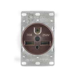 Arrow Hart 1234-BOX Power Receptacle, 30 A, Brown