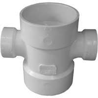 GENOVA 700 Series 73531 Reducing Double Sanitary Tee, 3 x 3 in Run, Hub Run Connection, 1-1/2 in Branch
