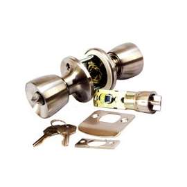 American Hardware D-090B Entrance Lockset, 1-3/8 to 1-5/8 in Thick Door, Stainless Steel, Brushed Stainless Steel