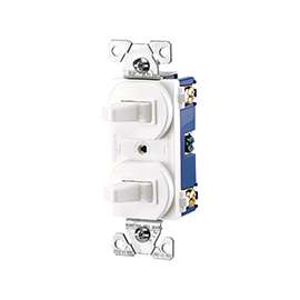 Eaton Wiring Devices 271W-BOX Combination Toggle Switch, 120/277 V, Strap Mounting, Nylon, White