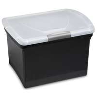 Sterilite ShowOffs 18719004 File Box, 35 qt Capacity, Latch Lid, Plastic, Black/Clear/Titanium