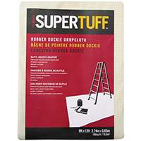 Trimaco Rubber-Duckie 80201 Drop Cloth, 12 ft L, 9 ft W, Butyl/Drapery Fabric, Beige/Cream