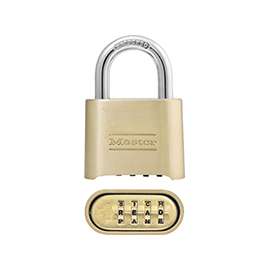 Master Lock 175DWD Combination Padlock, 2 in W Body, 1 in H Shackle, Brass