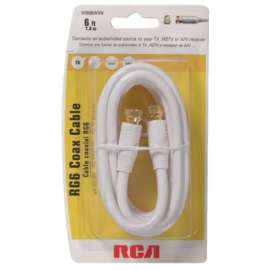6' WHT RG6 Coax Cable