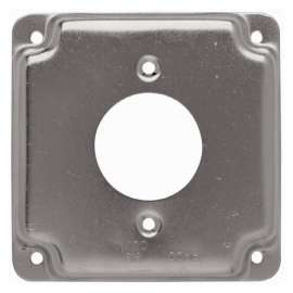 RACO 812C Exposed Work Cover, 4-3/16 in L, 4-3/16 in W, Square, Galvanized Steel, For 20 A Receptacles
