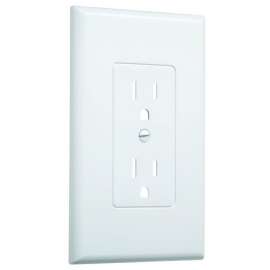 HUBBELL 2500W Grounded Duplex Wallplate, 1-Gang, Plastic, White