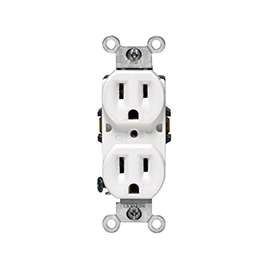 Leviton 218-05248-WCP Duplex Receptacle, 15 A, 2-Pole, 5-15R, White