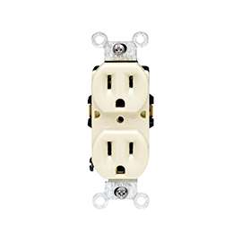 Leviton 001-T5248-ICP Duplex Receptacle, 15 A, 2-Pole, 5-15R, Ivory