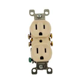 Leviton 216-05320-TCP Duplex Receptacle, 15 A, 2-Pole, 5-15R, Light Almond