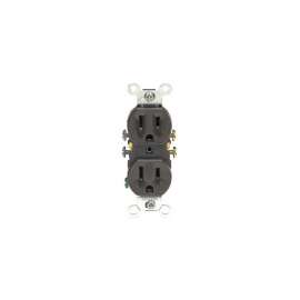 Leviton S00-05320-00S Duplex Receptacle, 15 A, 2-Pole, 5-15R, Brown