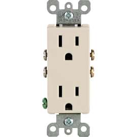 Leviton S06-05325-0TS Duplex Receptacle, 15 A, 2-Pole, 5-15R, Light Almond
