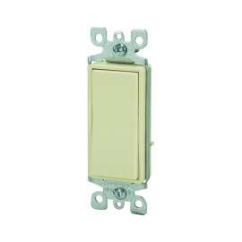 Leviton Decora S11-05601-2IS Rocker Switch with Ground Screw, 120/277 V, Screw Mounting, Thermoplastic, Ivory