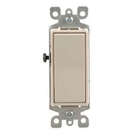 Leviton Decora S16-05601-2TS Rocker Switch with Ground Screw, 120/277 V, Screw Mounting, Thermoplastic, Light Almond