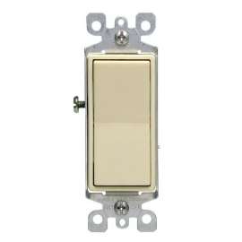 Leviton Decora S11-05603-2IS Rocker Switch with Ground Screw, 120/277 V, Wall Mounting, Thermoplastic, Ivory