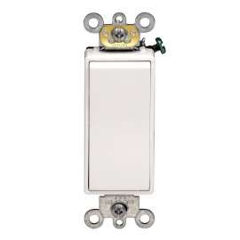 Leviton Decora Plus R52-05621-2WS Rocker Switch, 120/277 V, Clip Mounting, Thermoplastic, White