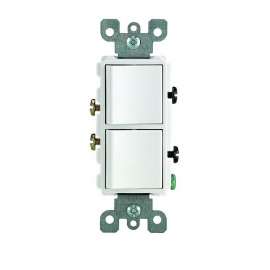 Leviton Decora R62-05634-0WS Combination Switch, 120/277 V, Wall Mounting, Thermoplastic, White