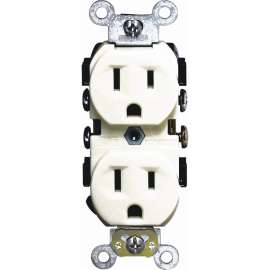 Leviton S01-0CR15-0IS Duplex Receptacle, 15 A, 2-Pole, 5-15R, Ivory